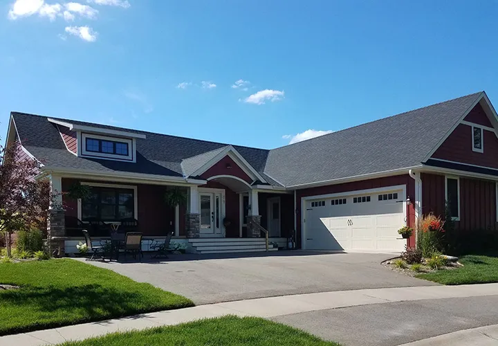 Beautiful custom-built home exterior with modern architecture